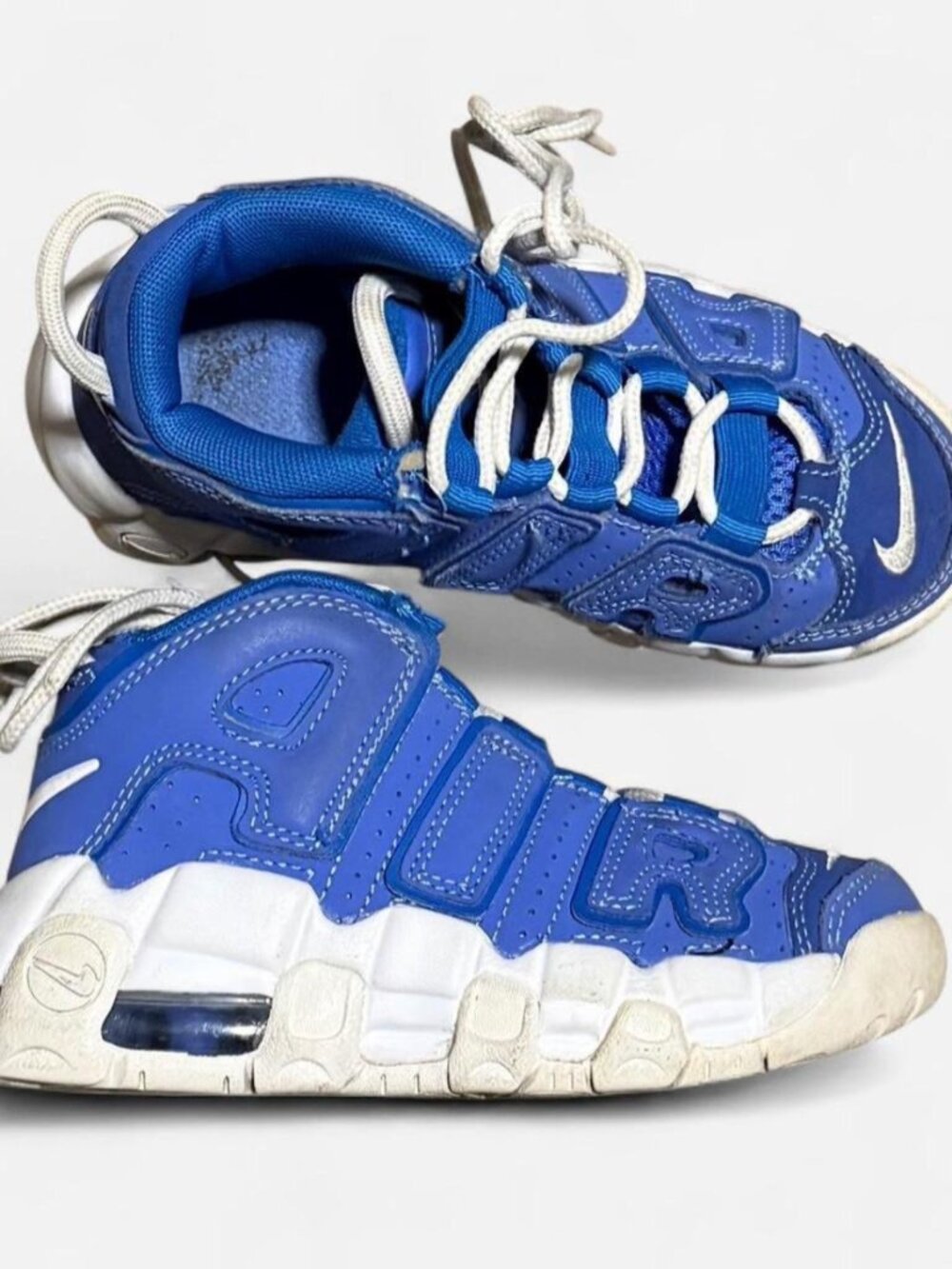 Nike Air More Uptempo Kids Sneakers Blue White Size 11